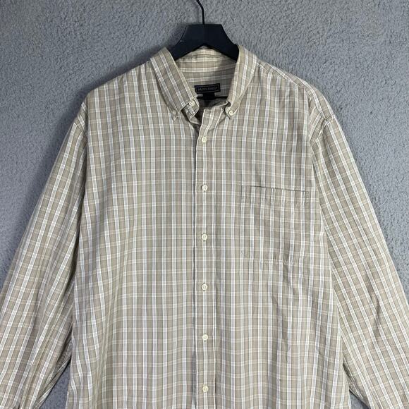 Saddlebred Beige Plaid Long Sleeve Button Up Shirt Men’s XL 100% Cotton - Picture 6 of 9